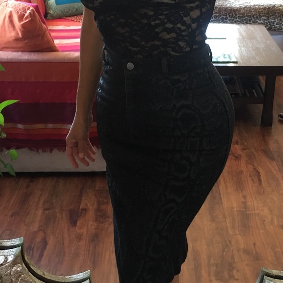 Roberto Cavalli Black Denim Pencil Skirt